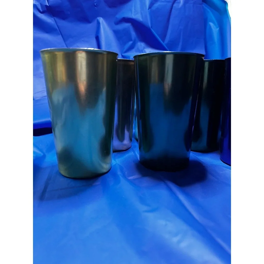 COCKTAILS ANYONE? Genuine Bascal-Made in Italy Retro Aluminum Tumblers, set of 6